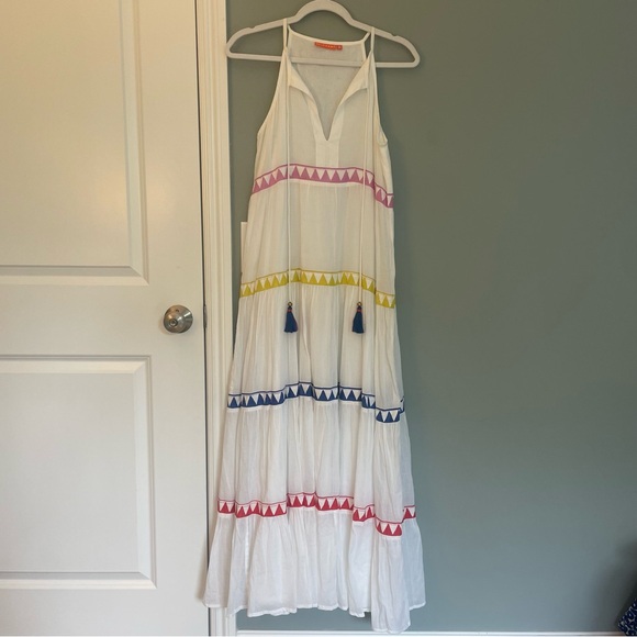 Oliphant White Colorful Tiered Long Maxi Dress - Picture 1 of 17